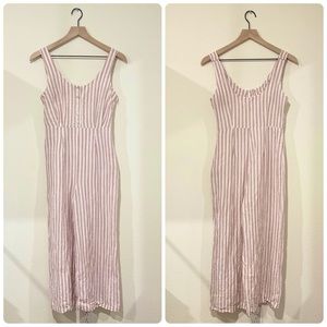 F21 Striped Linen Jumpsuit